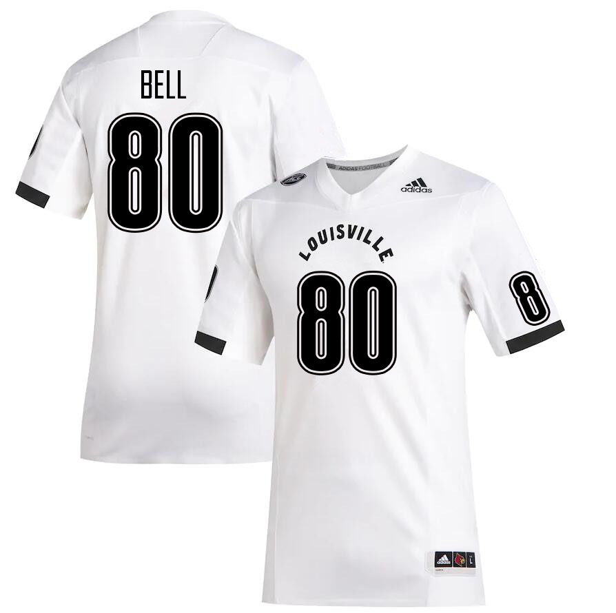 Men #80 Chris Bell Louisville Cardinals College Football Jerseys Sale-White